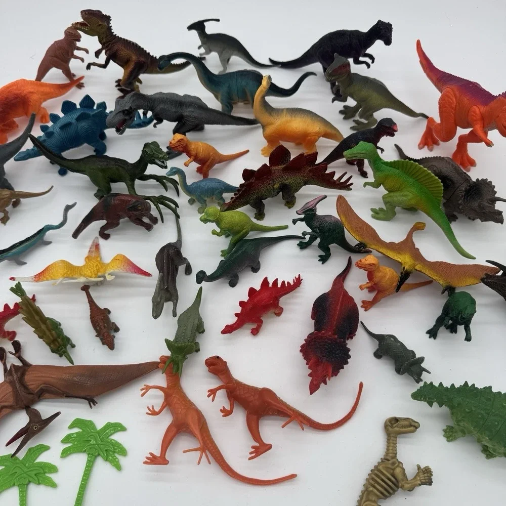 50+ Pc Dinosaur Toy Lot 48 Dinos‎ 5 Accessories Mixed Brands Vintage